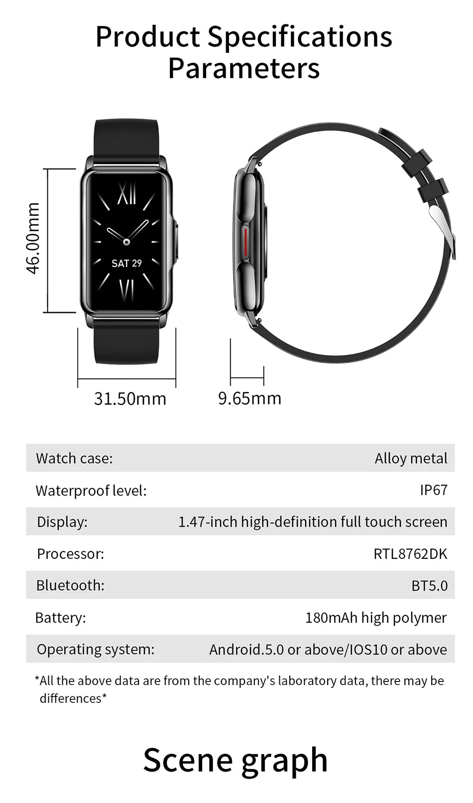 Smart Watch Full Touch Bluetooth Call IP67 Fitness Tracker Pink