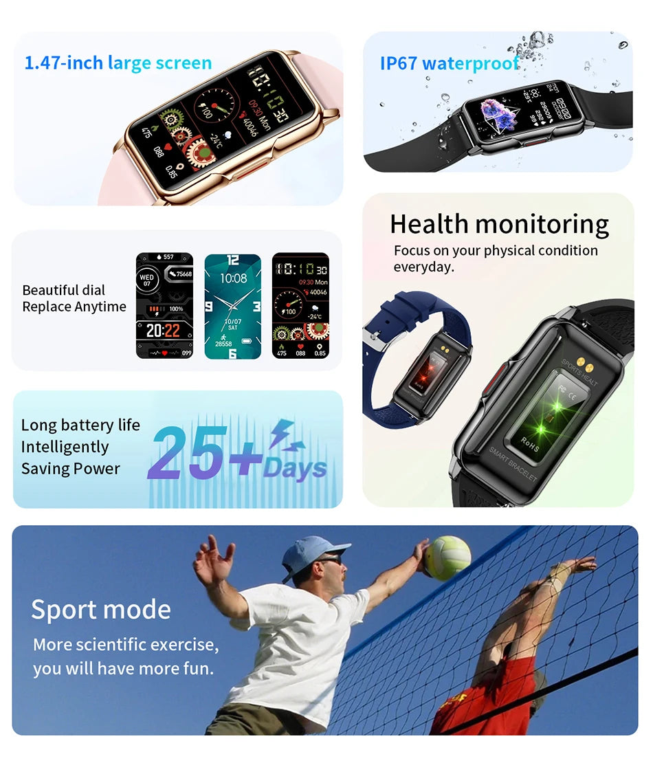 Smart Watch Full Touch Bluetooth Call IP67 Fitness Tracker Pink