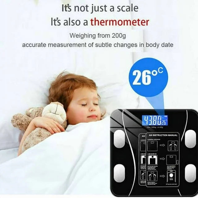 Smart Scale: Your Comprehensive Health Companion for Body Weight & Fat Analysis Black
