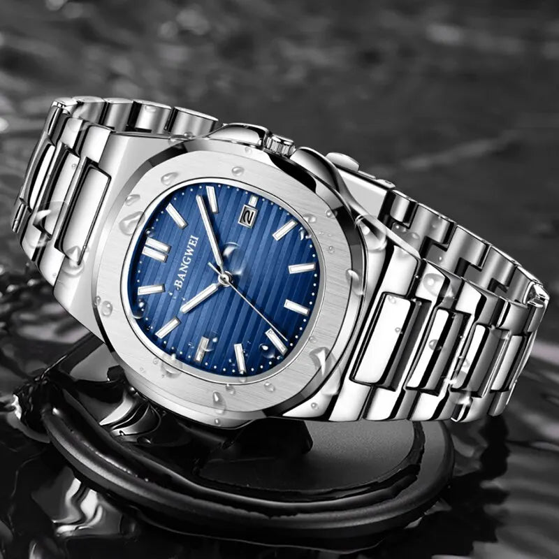 Stainless Steel Chronograph Sport Watch with Date