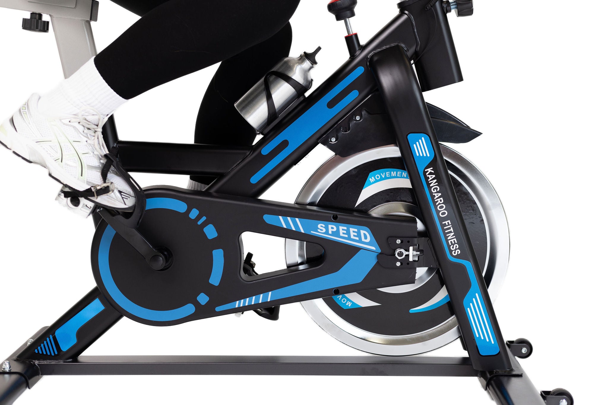 Kangaroo Fitness Spin Exercise Bike – Blue | Indoor Cycling Bike for Home Gym, 150kg Weight Capacity