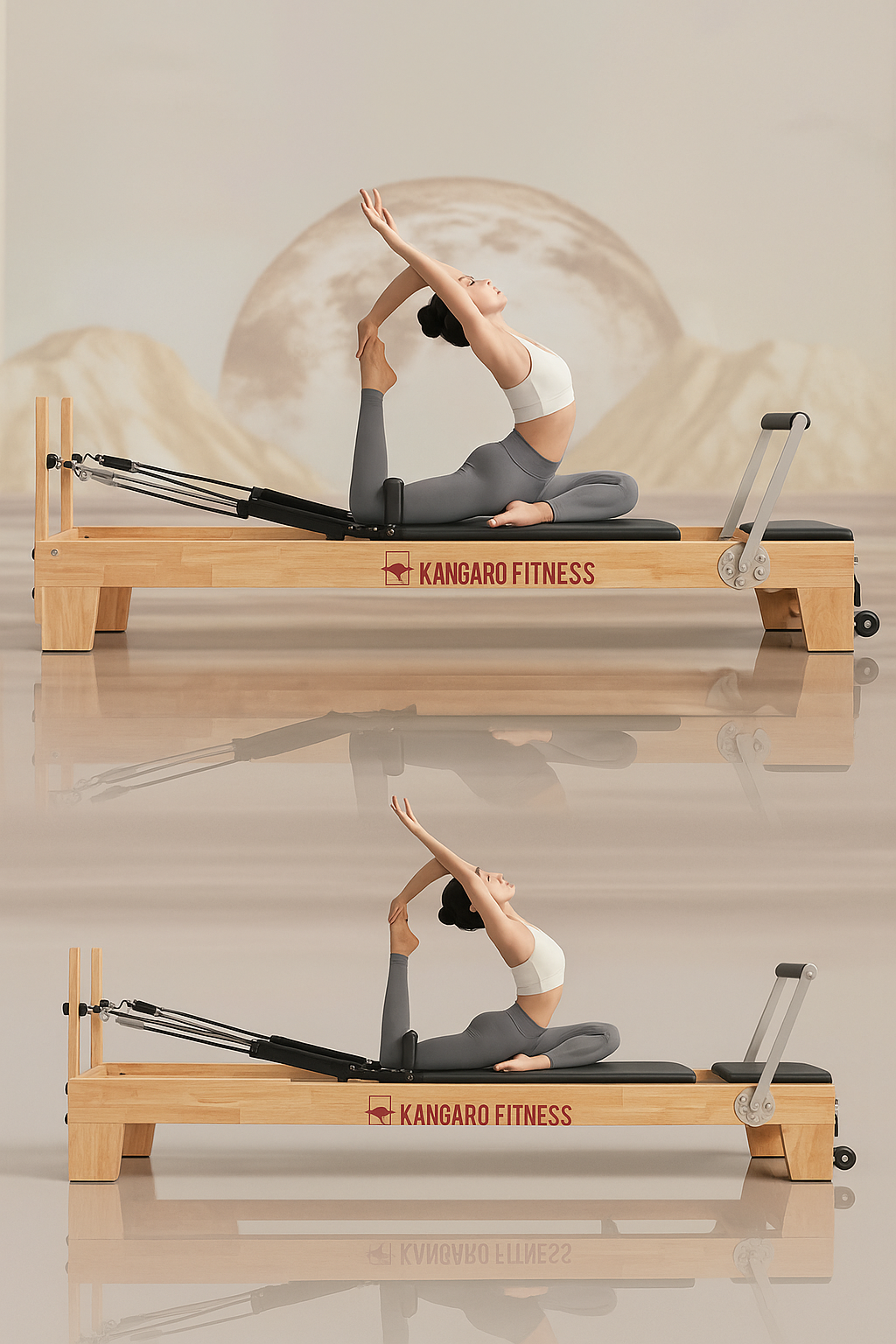 Kangaroo Fitness Wooden Pilates Reformer – Commercial Grade Machine for Studio & Home Use