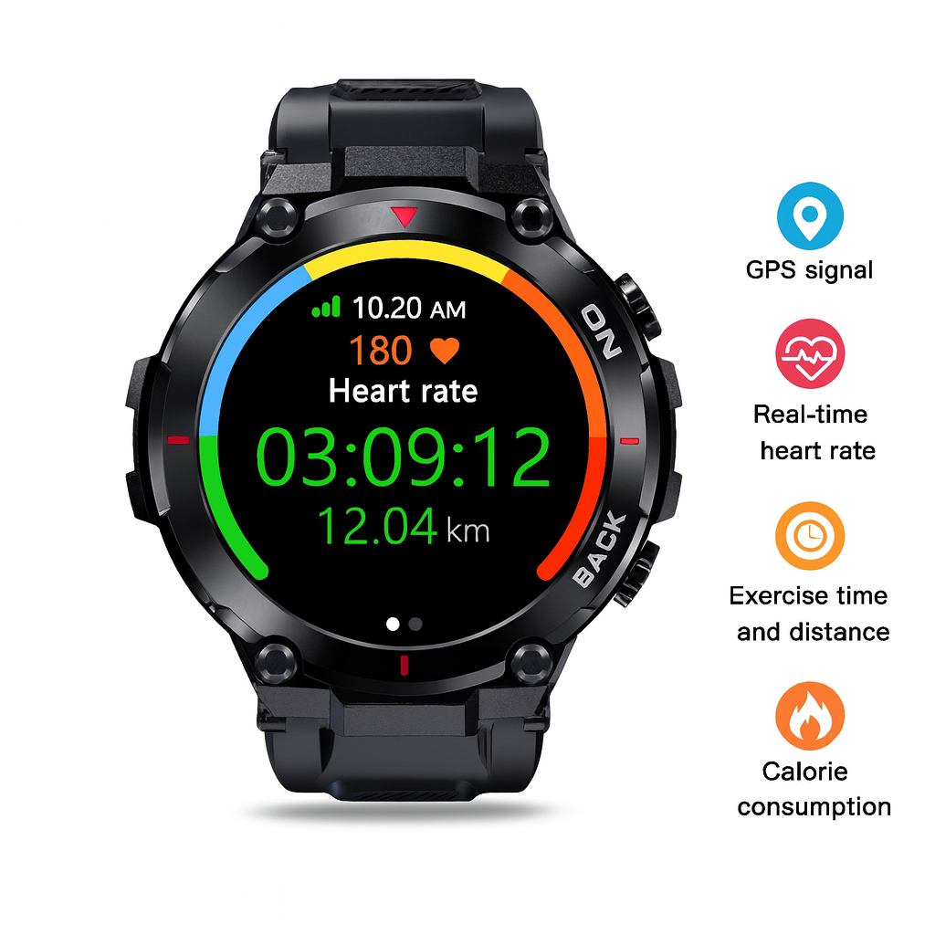 GPS Smart Watch for Men & Women – Fitness Tracker with Heart Rate Monitor & Sport Modes