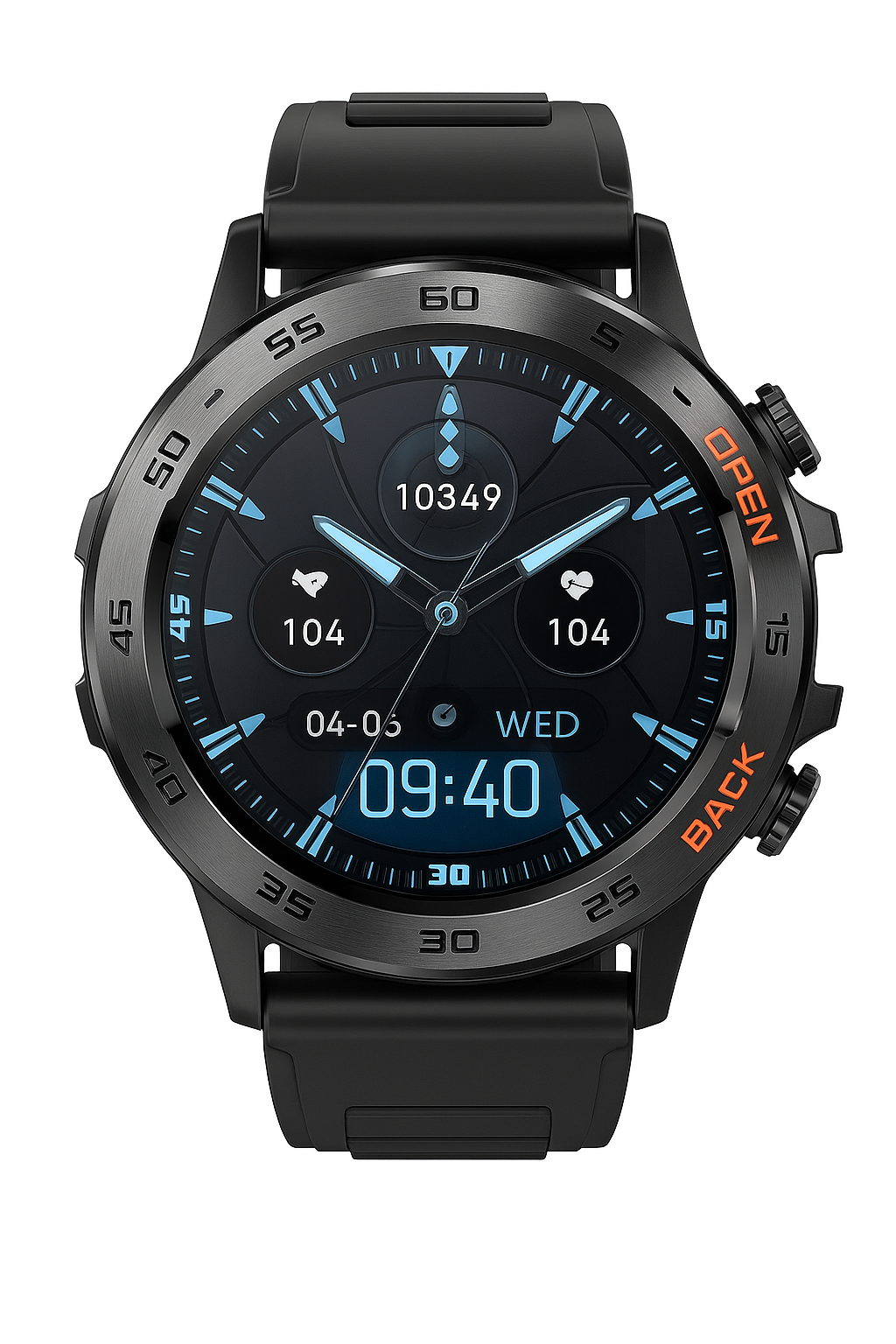 Smart Fitness Watch Sports Fitness Tracker Watch -Silicone  Black