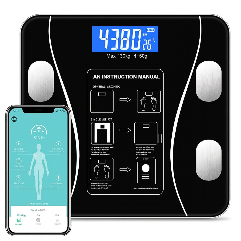 Smart Scale: Your Comprehensive Health Companion for Body Weight & Fat Analysis Black