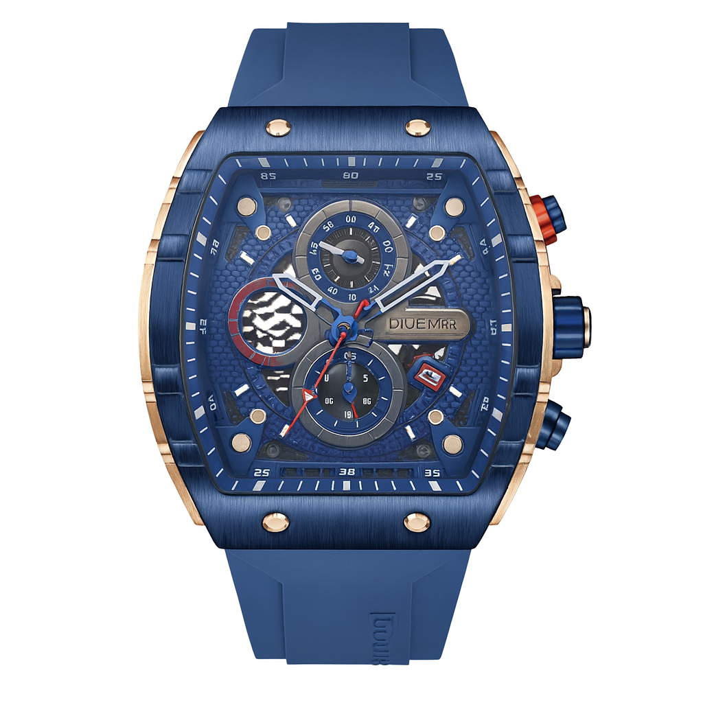 Large Dial Square Watch – Luminous Hands, Sport Style with Silicone Strap