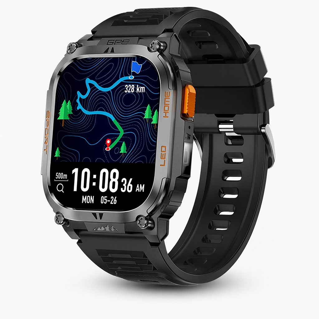 GPS Smartwatch – 1.96" HD Screen, Compass, BT Call, Waterproof