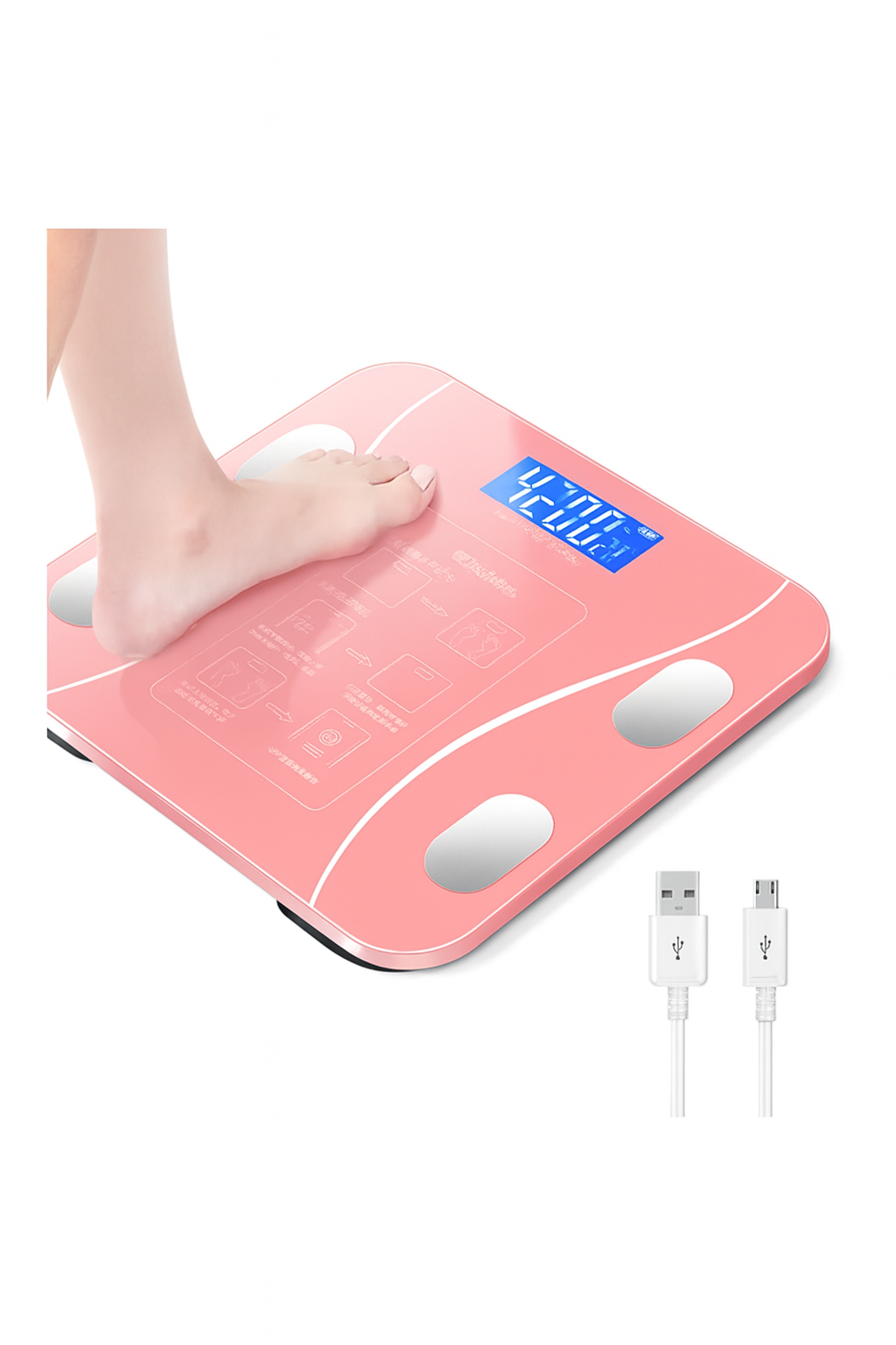 Smart Scale: Your Comprehensive Health Companion for Body Weight & Fat Analysis Pink