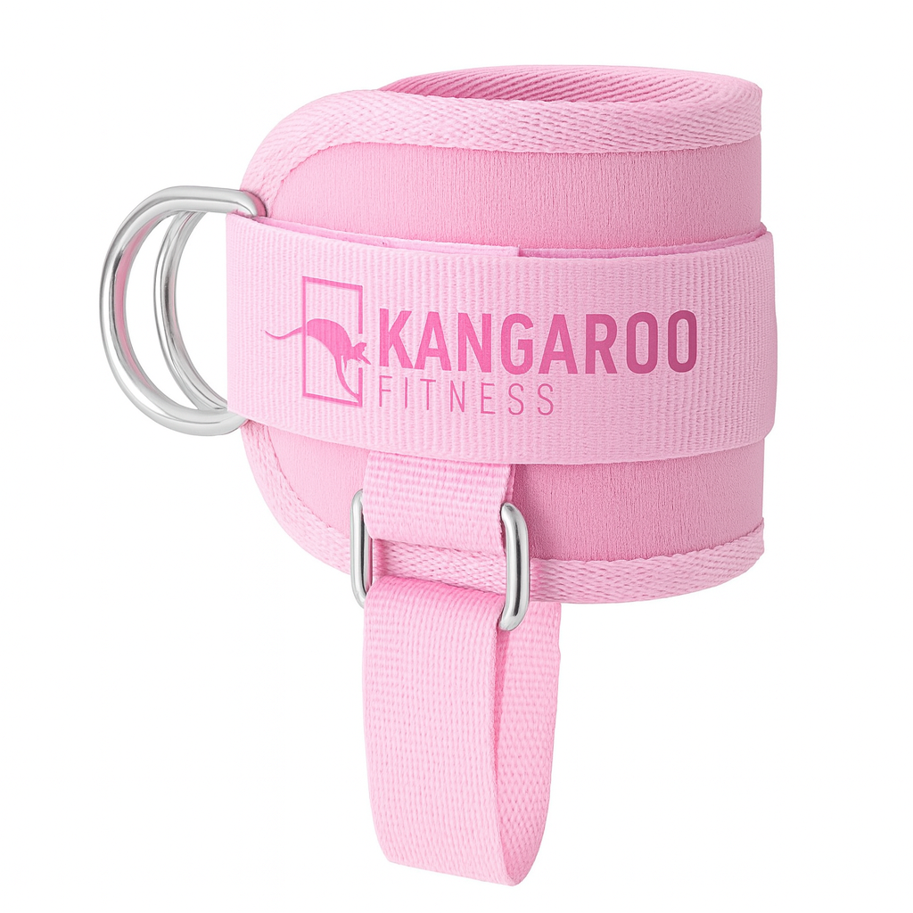 Kangaroo Fitness Padded Ankle Cuffs Straps For Cable Machine Pink
