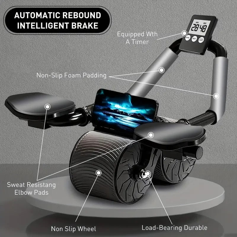 Abdominal Roller Wheel with Knee Mat – Automatic Rebound & Timer
