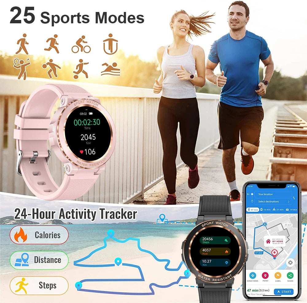 Smart watch: Bluetooth Calling, Fitness Tracker, IP68 Waterproof - Pink