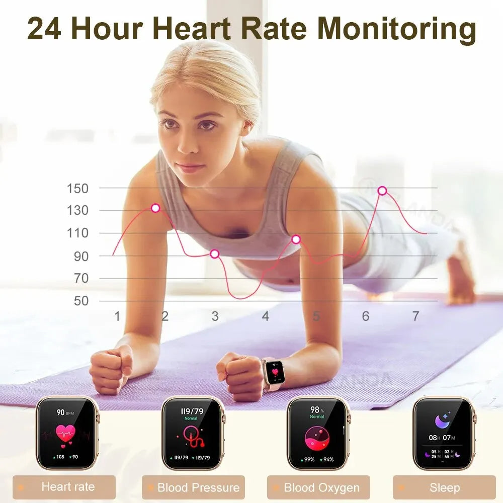 Smart watch: AMOLED Display, Bluetooth Calls, Fitness & Health Tracker-Black
