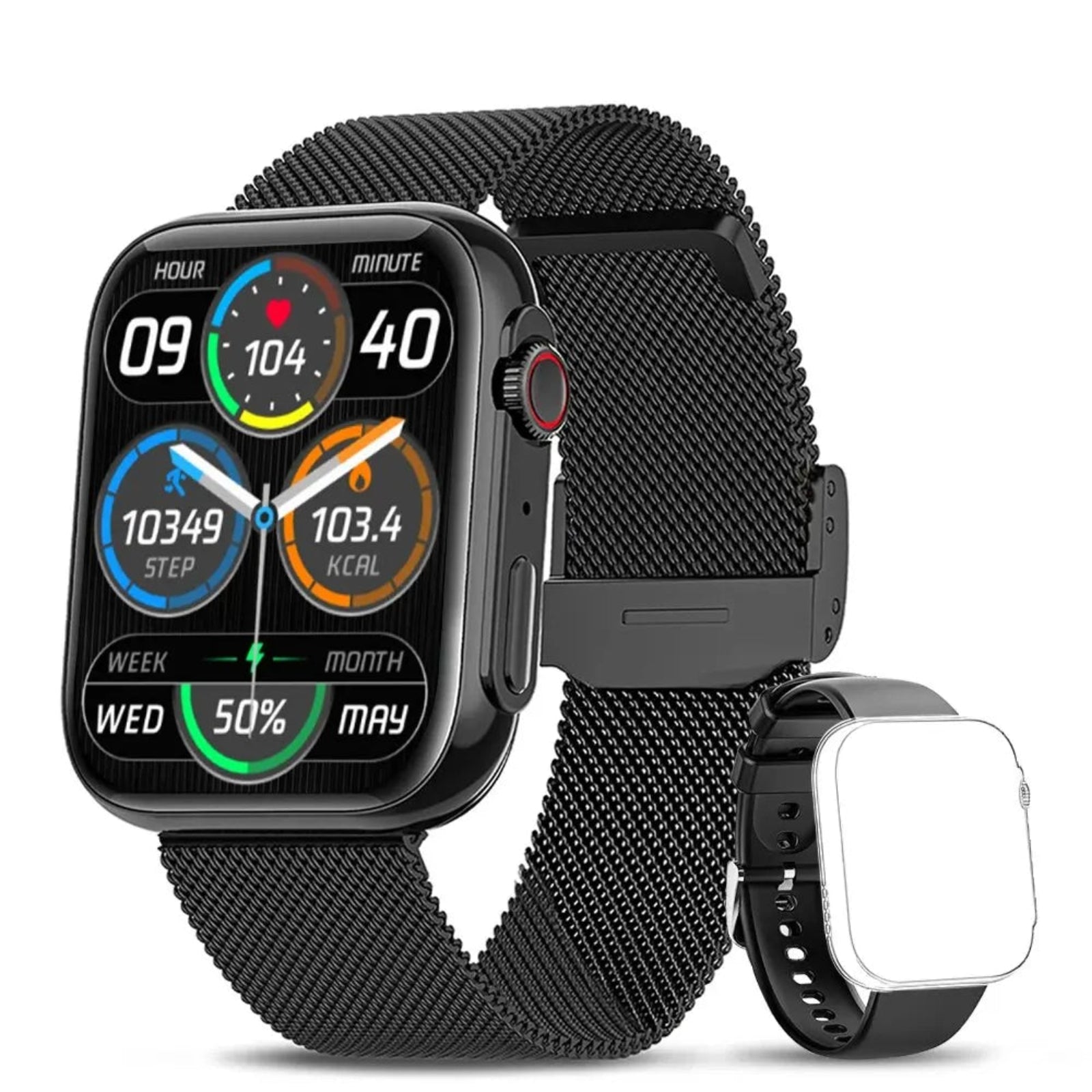 Smart watch: AMOLED Display, Bluetooth Calls, Fitness & Health Tracker-Black
