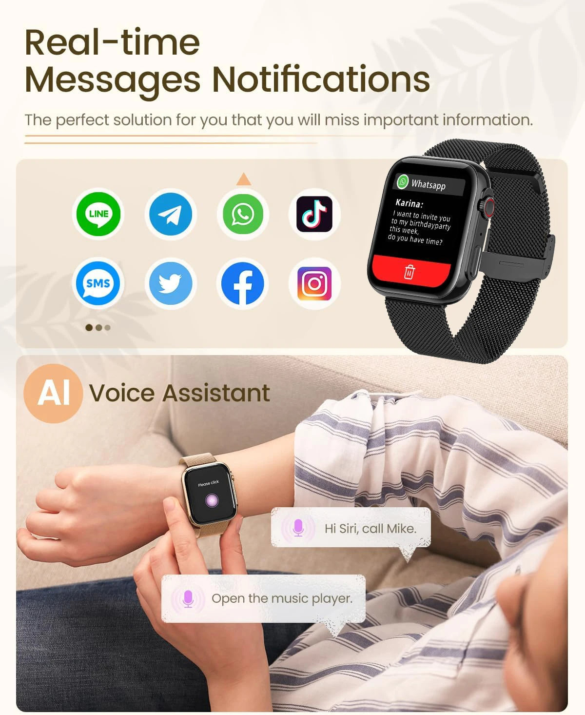 Smart watch: AMOLED Display, Bluetooth Calls, Fitness & Health Tracker-Black