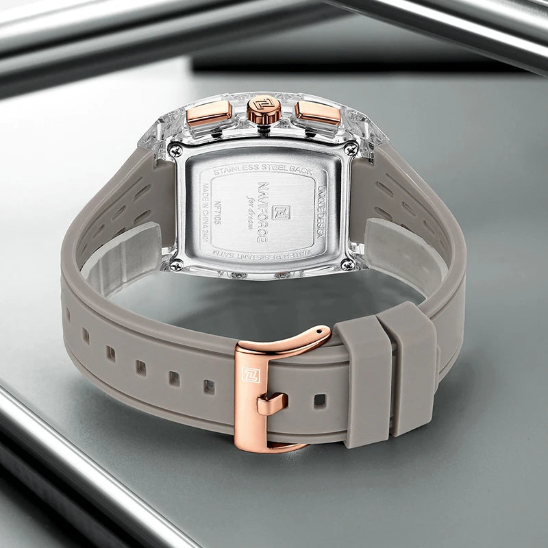 Chronograph Sports Watch – 5ATM Waterproof, Silicone Band, Multifunction Fashion Wristwatch