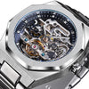 Skeleton Automatic Watch – 3D Diamond Dial, Tourbillon Design, Luminous Military Wristwatch