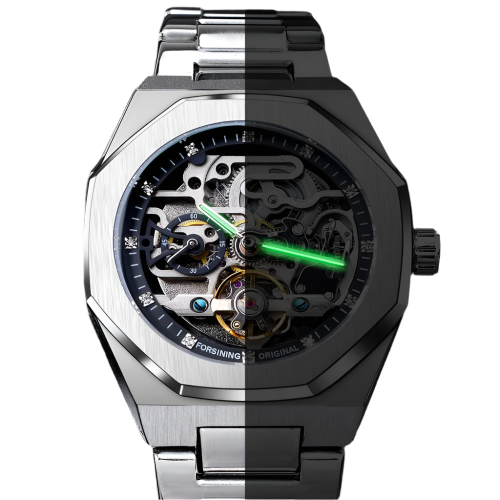 Skeleton Automatic Watch – 3D Diamond Dial, Tourbillon Design, Luminous Military Wristwatch
