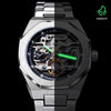 Skeleton Automatic Watch – 3D Diamond Dial, Tourbillon Design, Luminous Military Wristwatch