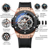 Men’s Fashion Chronograph Watch – Luminous  Sport Wristwatch with Silicone Band & Lunar Phase Display