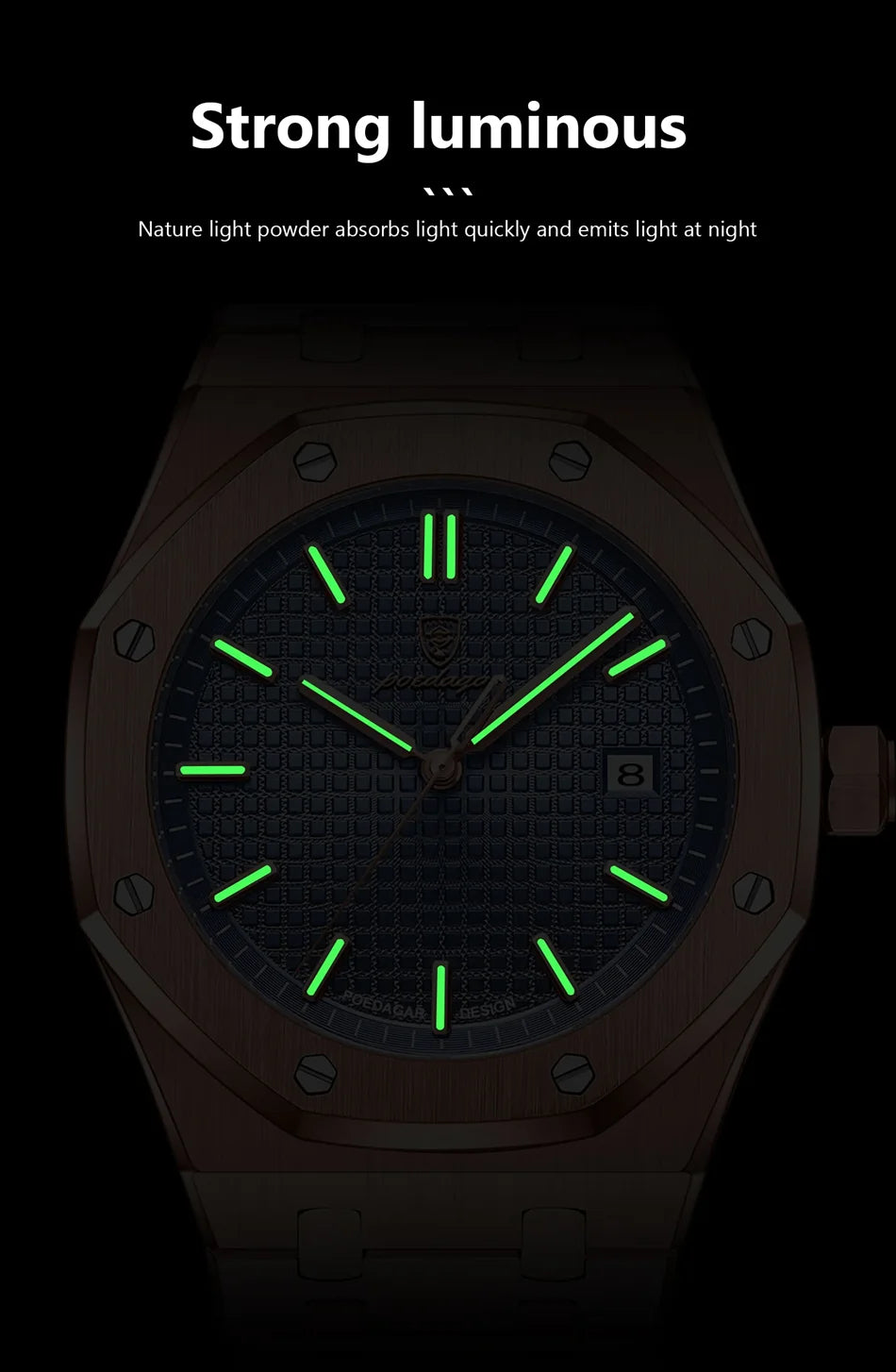 Luxury Men’s Square Quartz Watch – Waterproof Stainless Steel Wristwatch with Luminous Dial & Date Display