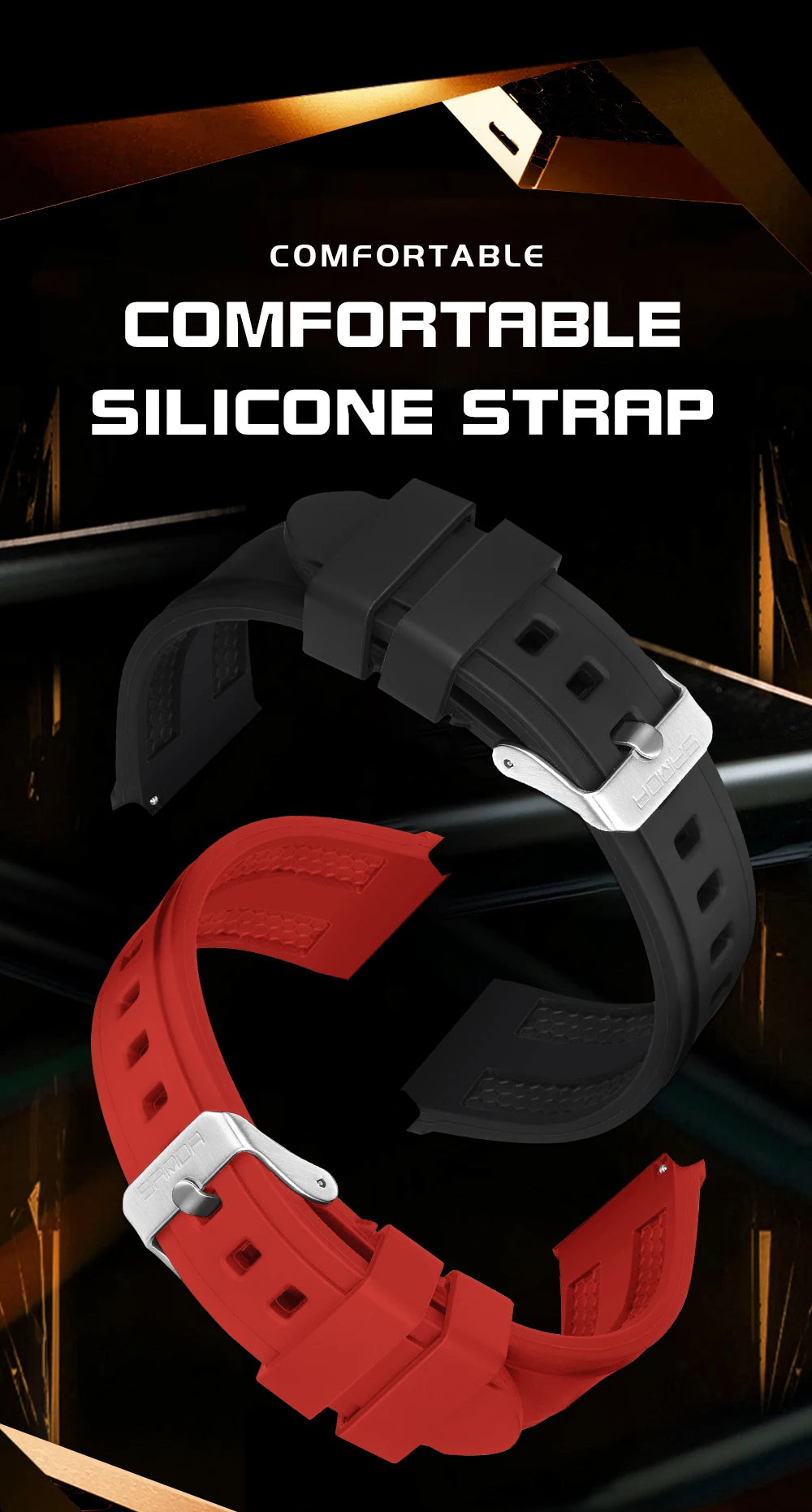 Digital Watch – Waterproof Silicone Sport Wristwatch with Multifunctional Features-Black