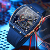 Large Dial Square Watch – Luminous Hands, Sport Style with Silicone Strap