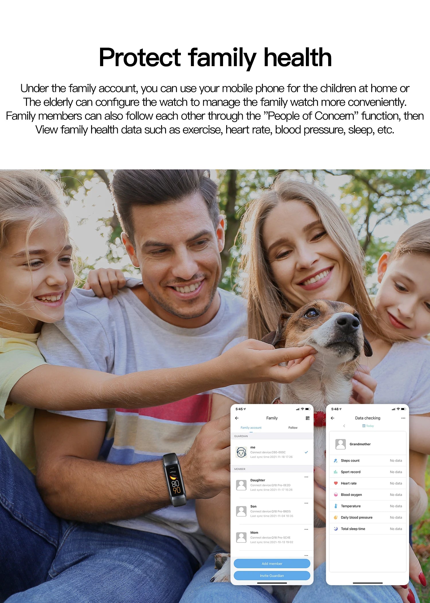 Smartwatch Band – Heart Rate, Waterproof, Fitness - Pink