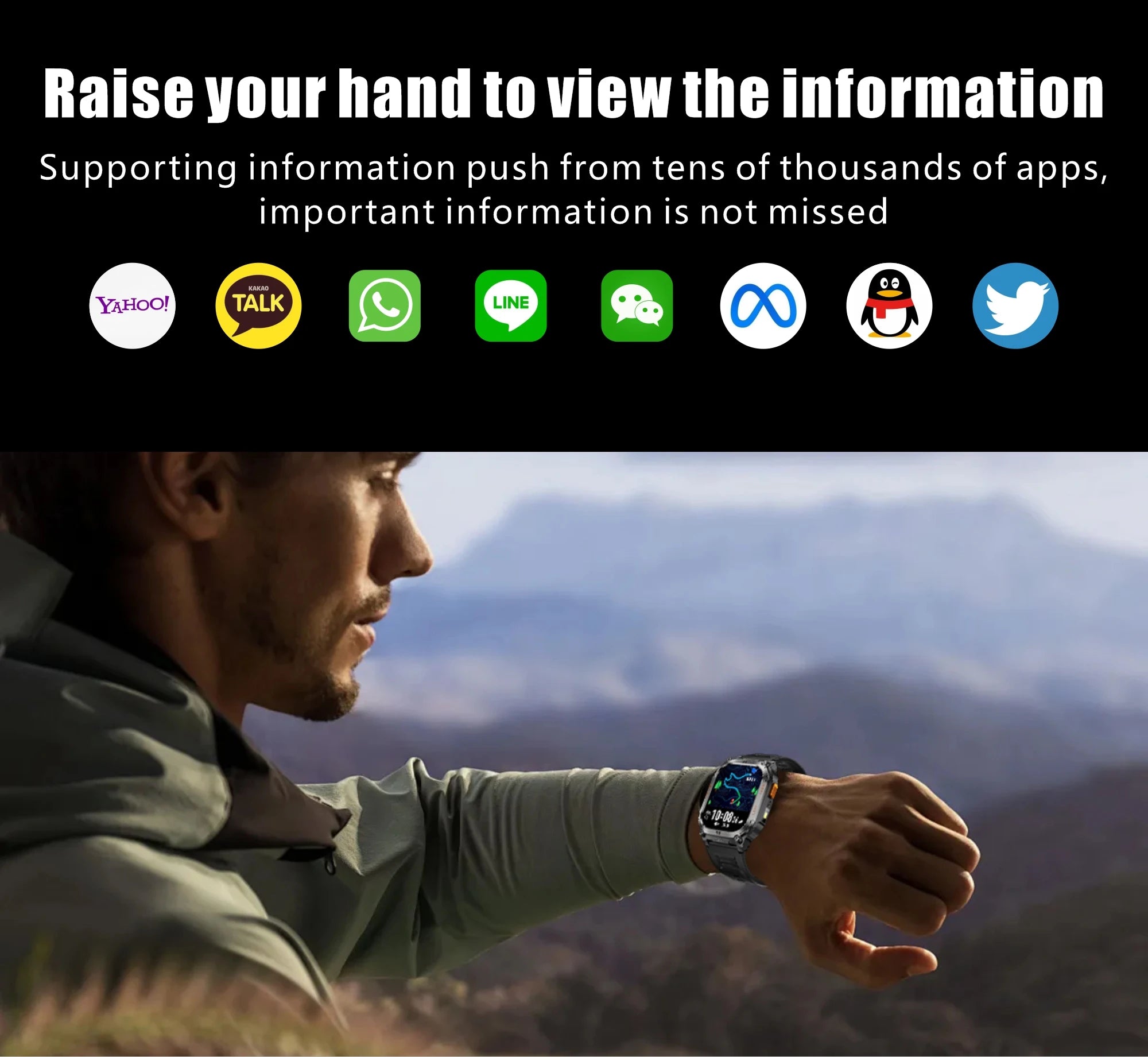 GPS Smartwatch – 1.96" HD Screen, Compass, BT Call, Waterproof