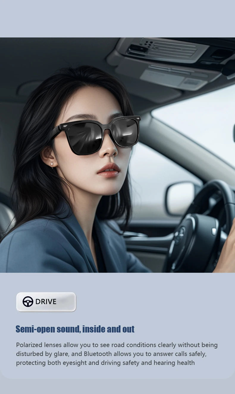 AI Smart Glasses – Bluetooth Calls, Music & Voice Assistant