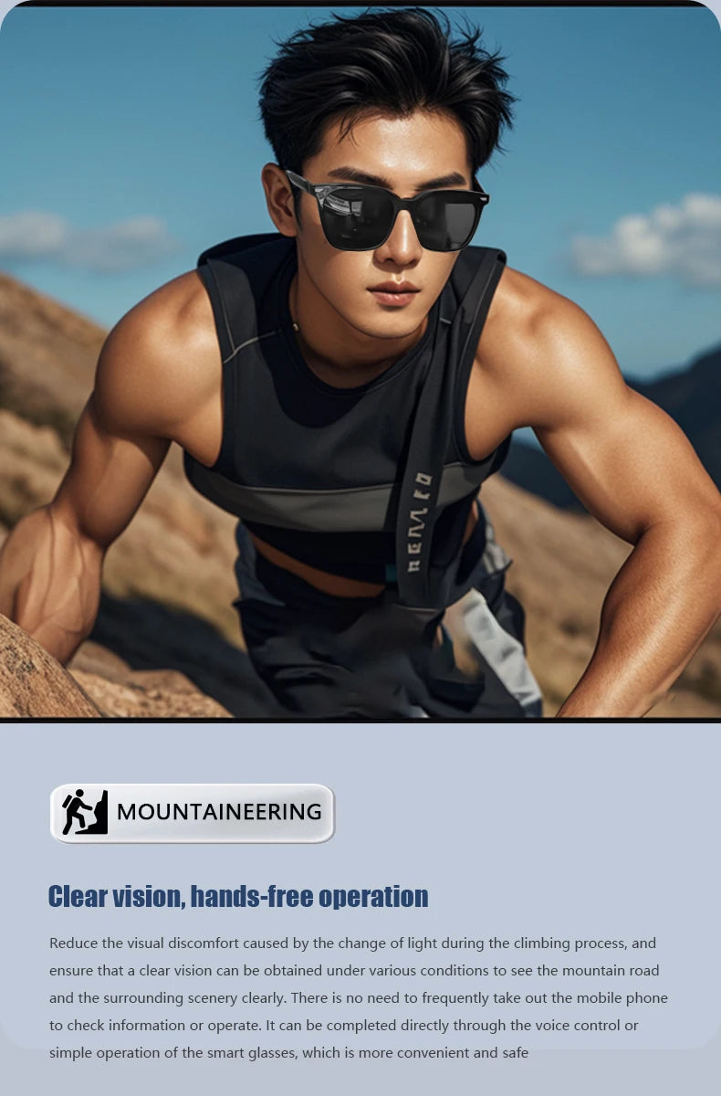 AI Smart Glasses – Bluetooth Calls, Music & Voice Assistant